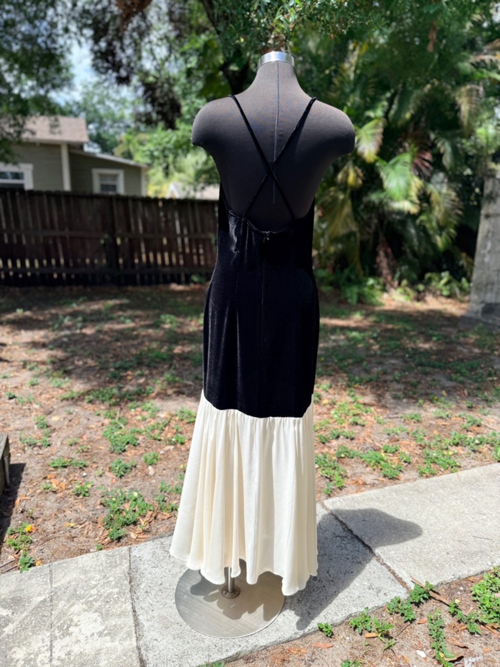 90s 2000s Maggie London Velvet 100% Silk Drop Waist Dress - Picture 6 of 12
